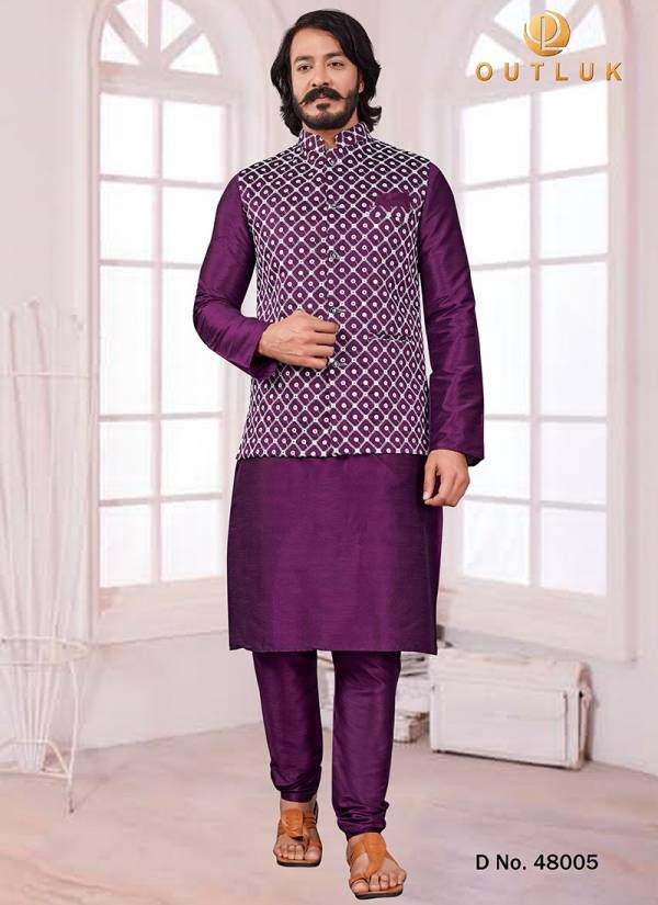 Outluk Vol 48 New Latest Party Wear Kurta Pajama With Jacket Mens Collection 48001